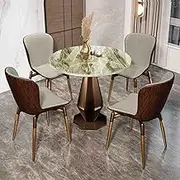 HOLGVE Round Dining Table and Chair Set, Small Conference Room Negotiation Table Sets, Office Reception Round Table and Lounge Chair Set, for Home Office Dining Room Living Room(Light gray,27.5in/70cm