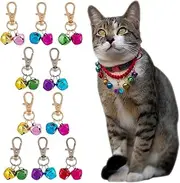 10 Sets Pet Collar Bell Dog Cat Small Pet Training Bells Charm with Alloy Lobster Claw Clasps Pets Collar Pendant Decoration Iron Bell Charms for Pet Collars Dog Tag Clips, Alloy Steel