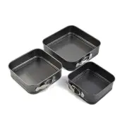 3 Pcs/Set Non-Stick Baking Springform Square Cake Tin Bake Trays Pan Spring-Mold