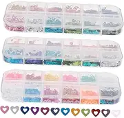 Baluue 3 Boxes Heart Shaped Nail Art Jewelry Glitter Iridescent Glitter Flakes 3D Nail Stickers Gems for Face Highlighters Makeup Face Jewels Stickers Foil Confetti Sparkly The Pet