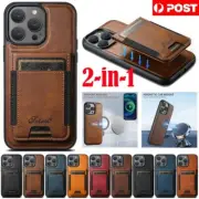 For iPhone 16E 15 Pro Max Plus 14 13 12 Case Wallet Removable Card Holder Cover