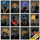 Rapper Hip Hop Poster Style Neon 2PAC Tupac Biggie Eminem Snoop Street Art