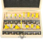 Router Bits 15 Pcs Set with Wooden Box, 1/4 Inch Shank with High-End Carbide ...