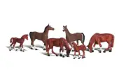 New Woodland HO Scale Chestnut Horses Train Figures A1842