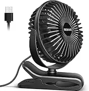 BESKAR Small Clip on Fan, 3 Speeds USB Fan with Strong Airflow, Clip & Desk Fan USB Plug in with Sturdy Clamp - Ultra Quiet operation for Office Dorm Bedroom Stroller