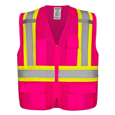 High Visibility Safety Vests KG0100, Reflective Vest with Pockets and Zipper NEW