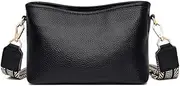 [Aucorley] Women's Crossbody Bag, Leather Women's Bag, Adjustable Wide Shoulder Strap, Lightweight Vegan Shoulder Handbag, Fashion Handbag Satchel, Multi Pocket Shoulder Handbag(Black)