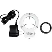 AmScope 144 LED Compact Adjustable Microscope Ring Light Adapter 100-240V Power