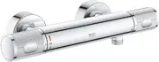 GROHE Precision Feel - Wall Mounted Exposed Thermostatic Cooltouch Shower Mixer (Knurl Grip, Safety Button at 38°C, EcoButton, Metal Escutcheon), Size 313 x 80 mm, Chrome, 34790000