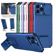 For iPhone 16 15 Pro Max 14 Plus 13 12 11 Shockproof Stand Case Slide Lens Cover