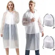 [Rienan] Waterproof Ponchos for Women 2 Pieces Rain Poncho Adult Waterproof Travel Raincoat Rain Cape Adult Waterproof Comes with 2 Empty Drawstring Bags Suitable for Festivals Camping Hiking Theme Parks