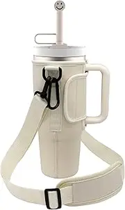 Water Bottle Carrier Bag for Stanley Tumbler 30 40 oz with Handle Neoprene Water Bottle Holder Pouch with Adjustable Strap & Carabiner for Stanley Accessories Hiking Traveling (Pink)