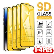 4PCS 9D Protective Tempered Glass Screen Protector for iPhone (16, 15, 14, 13,
