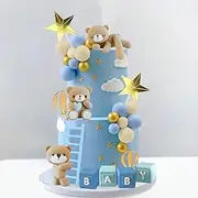 Bear Cake Toppers Bear Balls Cake Decorations with BABY Letters for Boy Baby Shower Birthday Party Decorations
