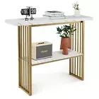 Giantex Console Table 2-Tier Beside Sofa Table w/ Faux Marble Tabletop Hallway