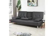 ALFORDSON Sofa Bed Lounge 3 Seater Futon Couch Beds Cup Holder Fabric Grey