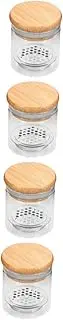 SHINEOFI 4pcs Nail Art Cup with Lid Mesh Filter Glass Nail Dish Bowl for Brush Cleaning DIY Manicure Kit