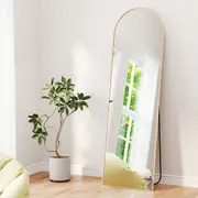 Yezi 165cm Full Length Free Standing Floor Mirror Arched Home Decor Golden Frame