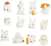 Veemoon 12pcs Micro Landscape Bunny Rabbit Ornament Bunny Decorations Miniature Bunny Figurines Micro Landscapes Embellishment Glass Sculpture Chinese Decor Rabbit Miniature Easter Cake