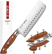 HEZHEN Nakiri Knife，Small Meat Cleaver,7 Inches Japanese Chef Knife for Chefs and Home Cooking,Kitchen Knife,German High Carbon Stainless Steel Knife,Ergonomic Handle