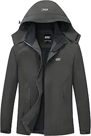 [DCmount] Transition Jacket Men's Softshell Jacket with Hood Rain Jacket Men's Waterproof Outdoor Jackets for Hiking Camping, gray, XX-Large