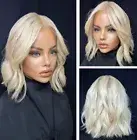Short Golden Blonde Wig Lace Front Wig Human Hair Wig for Women