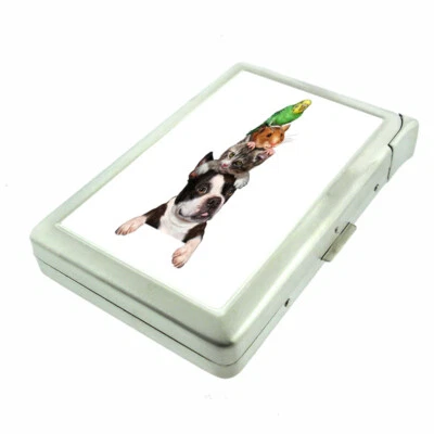 Cute Animals Em1 Cigarette Case with Built in Lighter Metal Wallet