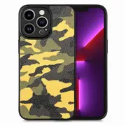 Protective Phone Cover for iPhone 13 Pro,Camouflage Pattern Leather Coated PC+TPU Case