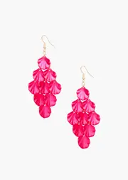 Women's Layered Leaf Earrings in Pink - Taking Shape