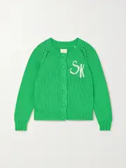 [Suzie Kondi] Suzie Kondi - Embroidered Cotton Cardigan - Green - medium medium Green