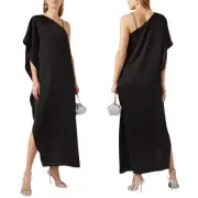 Alice + Olivia Tae Satin Crystal Embellished Maxi Dress 2 Black NWT