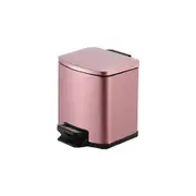 Foot Pedal Tungsten Steel Rubbish Bin Garbage Waste Trash Can Square 9L Rose Gold