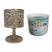2 NEW Bath and Body Works Top Shelf Elf, 3 Wick Candle + Candle Holder