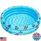 Inflatable Baby Kiddie Pools, 3 Rings Round Swimming Pool, Toddler Fun Water
