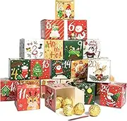 TuoYi Christmas Advent Calendar Boxes 2024, 24 Days Christmas Countdown Calendar Cardboard Number Gift Boxes Countdown to Christmas Empty Advent Calendar Candy Box for Holiday Treats, Advent, Scavenger Hunt, DIY Candy Box for Boys, Girls, Kids and Family ﻿