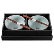 Omotenashi Sori Kinnsaibotan Set of 2 Donburi Bowls & Chopsticks