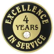PinMart's Gold Plated Excellence in Service 4 Year Award Lapel Pin