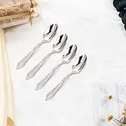 Tea Spoon Dessert Spoons 5.5" 3/4/5/6 PCS Gold Plated 18-10 Stainless Steel Coffee Spoon Dishwasher Safe Glossy Silver Dessert Espresso Tea Spoon Set 4PCS-Silver