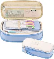 EHOPE Big Capacity Pencil Pen Case Office Large Storage High Capacity Bag Pouch Holder Box Organizerfor Office Travel Holder Box(Light Blue)