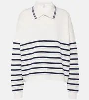 [The Upside] The Upside Wonder striped cotton polo sweater AU 14 white
