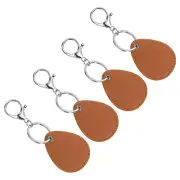 Leather Key Fob, 4pcs PU Leather Key Fobs Key Chain Holder, Brown