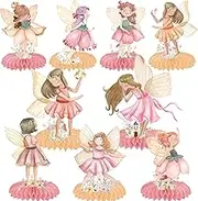 Flower Fairy Honeycomb Centerpieces 11Pcs Garden Fairies Baby Shower Supplies Fairy Birthday Party Centerpieces for Table Fairy Tale Theme Birthday Party Decorations