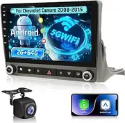 2+64G for Chevrolet Camaro 2008-2015 Car Stereo with Wireless Carplay & Android Auto - 9 Inch Touch Screen Radio with WiFi, GPS, EQ, FM RDS + AHD Backup Camera