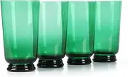 Martha Stewart Crispa 4 Piece 18 Ounce Handmade Hi Ball Glassware Set - Jade Green