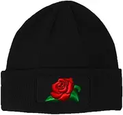 [Speedy Pros] Custom Patch Beanie Rose Flower A Embroidery Skull Cap Hats for Men & Women