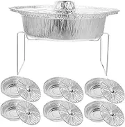 HOLIDYOYO 1 Set High Temperature Resistant Barbecue Food Pot with Racks Versatile Foil Pans for Baking Grilling Picnics and Food Storage Suitable for Ovens Air Fryers and Microwaves