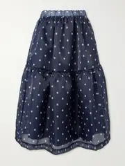 [Comme des Garçons GIRL] Comme des Garçons GIRL - Tiered Polka-dot Organza Skirt - Navy - 2 2 Blue