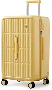 [Generic] Carry On Luggage Suitcases with Wheels: Checked 24 inch Luggage with 8 Spinner Wheels, 3:7 Container Ratio Large Suitcase with 100% PC Hard Shell Travel Luggage Suitcases (Cheese Yellow)