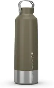 Decathlon Quechua MH100 Stainless Steel Hiking Flask, 1.5 Litre Capacity, Dark Ivy Green