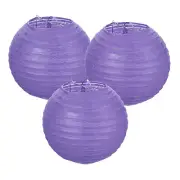 3Pcs Decorative Hanging Round Paper Lanterns 15cm/6", Violet